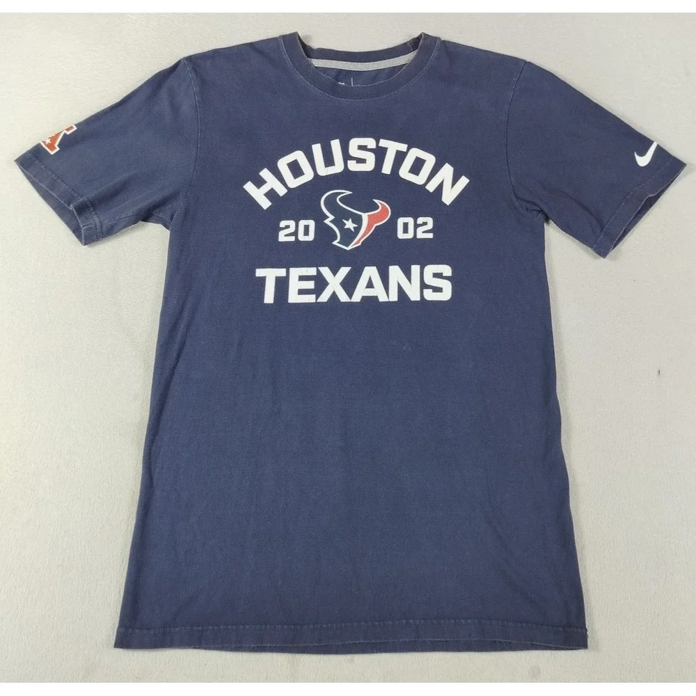 Vintage Houston Texans Shirt Mens Small Blue NFL Football Nike 2002 Graphic Tee